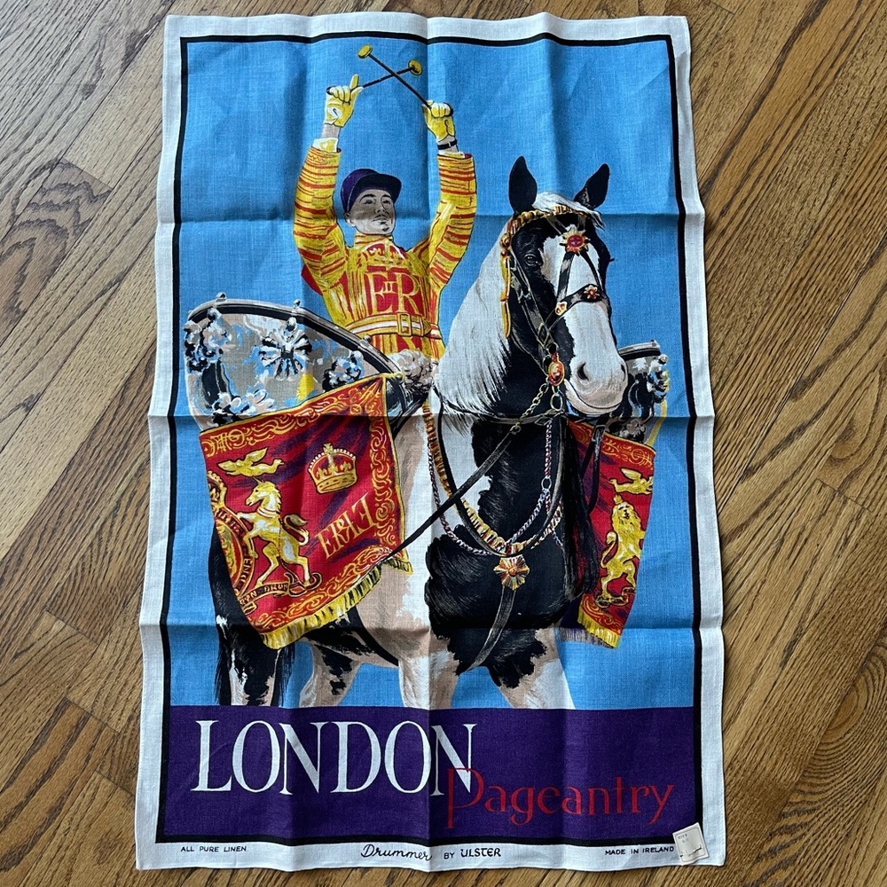 Vintage Irish Linen Tea Towel London Pageantry Drummer BY ULSTER Harrods